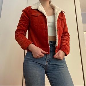 Corduroy Sherpa Orange Jean Jacket